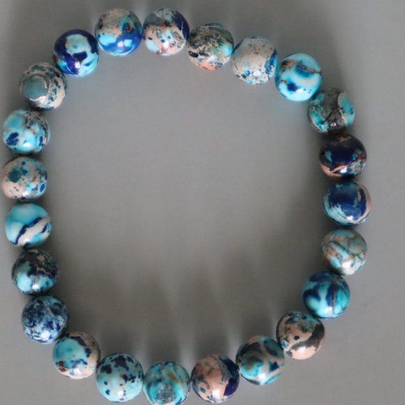 Blue Jasper Stretch Bracelet - Picture 4 of 11